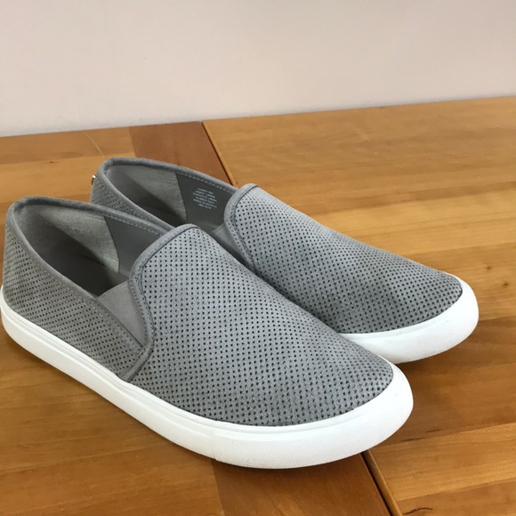 gray steve madden slip ons